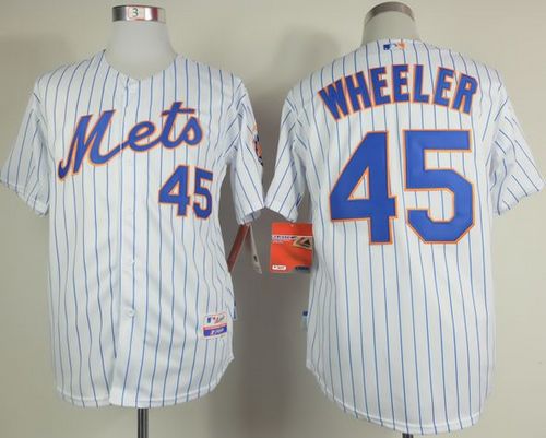 Mets #45 Zack Wheeler White(Blue Strip) Home Cool Base Stitched MLB Jersey - Click Image to Close